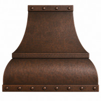 Curved Apron Copper Range Hood Riveted Bands Images