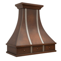 Artisan Decorative Copper Vent Hood | Hand-Hammered Patina & Riveted Straps