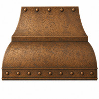 Double Curved Copper Range Hood with Riveted Apron Lifestyle Kitchen Images