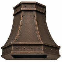 Faceted Copper Island Range Hood with Riveted Straps Kitchen Images
