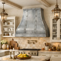 Brushed Zinc Range Hood with Straps Guide