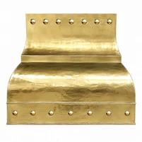 Gold Brass Range Hood with Polished Rivets Kitchen Images