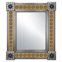 Golden Floral Talavera Tile Tin Mirror Interior Images