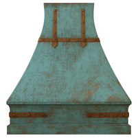 Oxidized Copper Range Hood with Green Patina Finish | Artisan Verdigris Ventilation