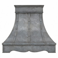 Hammered Aged Zinc Bell Range Hood with Shaped Apron Kitchen Images