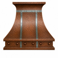 Hammered Copper Bell Range Hood with Zinc Straps Kitchen Images