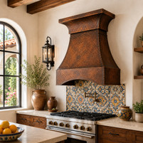 Hammered Copper Range Hood with Flared Crown Guide