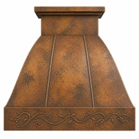 Hammered Copper Range Hood with Stepped Crown and Straps Kitchen Images