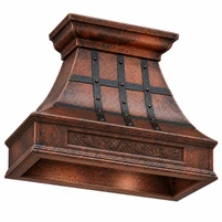 Hammered Copper Range Hood with Darkened Copper Straps Kitchen Images