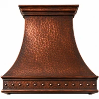Hand-Hammered Bell Copper Range Hood with Riveted Apron Kitchen Images