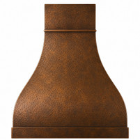 Hand-Hammered Dome Copper Range Hood with Single Band Kitchen Images