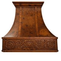 Copper Range Hood with Decorative Apron – Lion Motif & Crown Molding