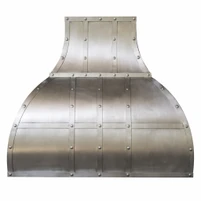 Handcrafted Zinc Bell Range Hood with Tall Chimney Kitchen Images