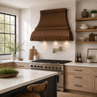 Curved Apron Copper Hood with Riveted Bands Guide