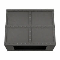 Industrial Rectangular Black Zinc Range Hood with Riveted Grid Kitchen Images