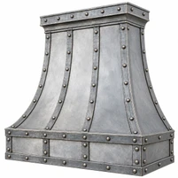 Industrial Zinc Bell Range Hood with Paneled Apron Kitchen Images