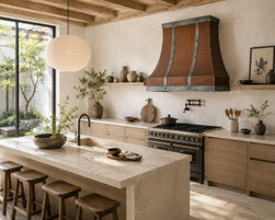 Copper Bell Range Hood with Zinc Frame and Twin Riveted Straps Guide
