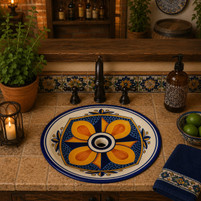 Two-Side Painted Talavera Bathroom Sinks | Dual-Finish Mexican Basins
