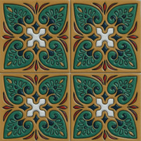 Ornate Floral Scroll Relief Tile – Cuerda Seca Art Tile
