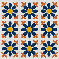 Navy Daisy Mexican Tile for Kitchens, Bathrooms and Patios