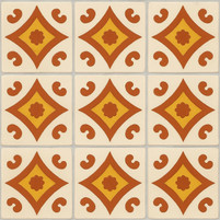 Terracotta Yellow Scroll Mexican Tile – Handcrafted Elegance
