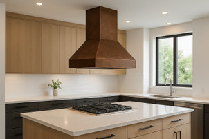 Modern Pyramid Copper Range Hood with Tall Chimney Guide