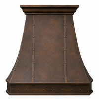 Old World Bell Copper Range Hood with Architectural Crown and Riveted Straps Kitchen Images