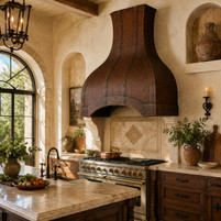 Riveted Bell Copper Range Hood with Arched Apron Guide