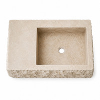 Rectangular Cantera Sink with Square Basin and Deck Lifestyle Bathroom Images