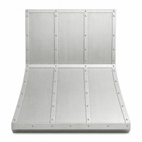 Riveted Three-Bay Zinc Range Hood with Projecting Apron Kitchen Lifestyle Images