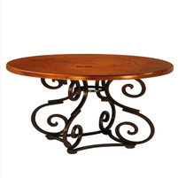 Copper Table with Scroll Iron Base – Handcrafted Elegance