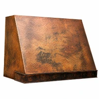 Sloped Under-Cabinet Hammered Copper Range Hood with Rivets Kitchen Images