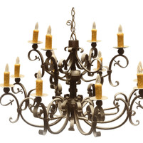 Spanish-Style Wrought Iron Chandelier | Two-Tier Hand-Forged Iron Lighting