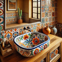 Hand-Painted Mexican Talavera Bath Vessel Sinks | Rustica House®