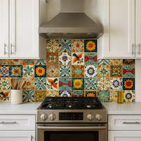 Mexican Tile Backsplash Talavera Mix Kitchen Design