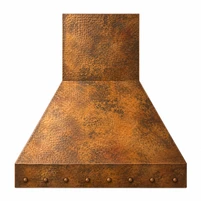 Tapered Copper Range Hood with Riveted Apron Kitchen Images