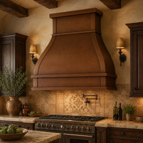 Tuscan Copper Range Hood with Wide Trim and Bands Guide