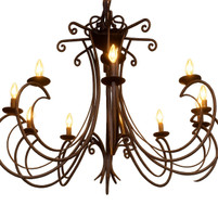 Wrought Iron Scroll-Arm Chandelier – Hand-Forged Elegance