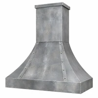 Zinc Bell Range Hood with Twin Straps and Plain Apron Kitchen Images