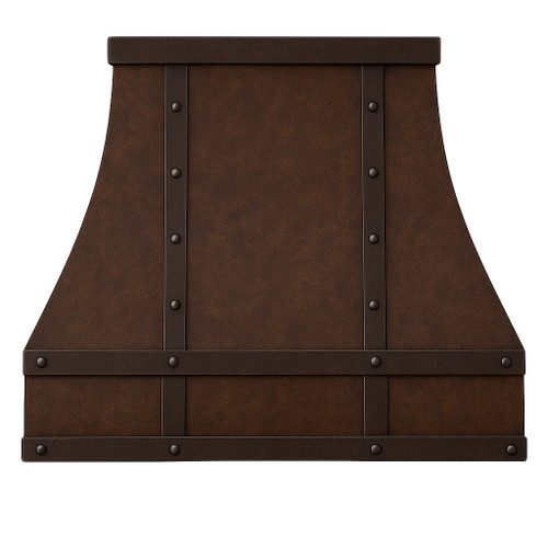 Custom size copper range hood front view