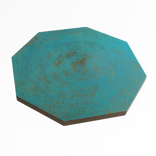 Octagonal green copper tabletop angled view