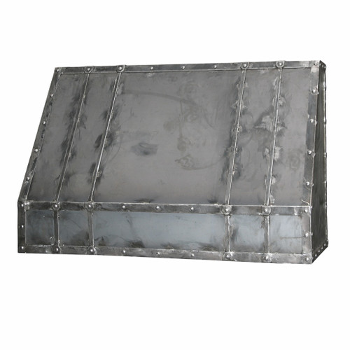 Riveted undercabinet iron range hood side view