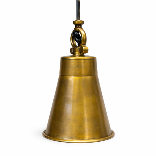 European inspired brass bell pendant lamp with swivel mount
