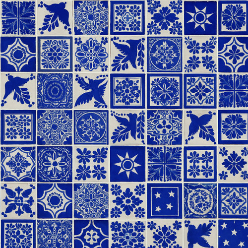 Mixed blue and white Mexican tiles