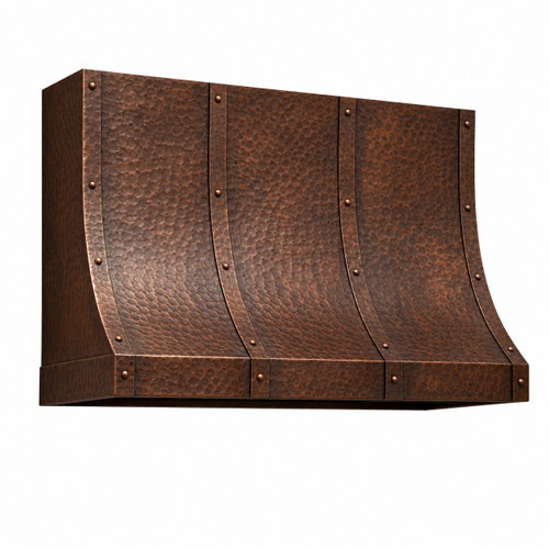 Hand-Hammered Copper Range Hood with Adjustable Strap Layout