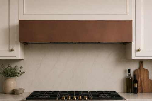 Smooth copper box under-cabinet range hood