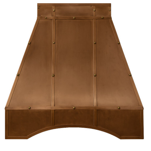 Copper hood for a gas stove - front view