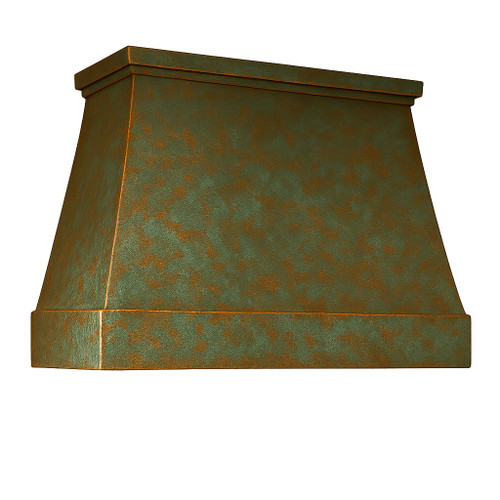 Colonial style copper range hood - angle view