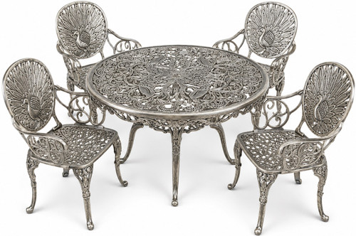 Peacock aluminum dining furniture sets with ornate garden style
