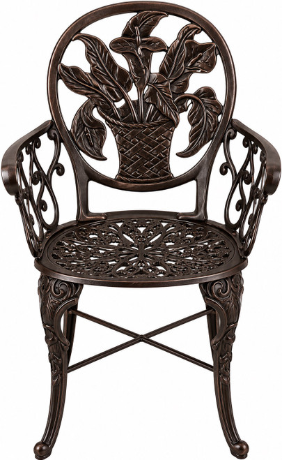 Victorian calla lily aluminum garden chair in chocolate brown finish